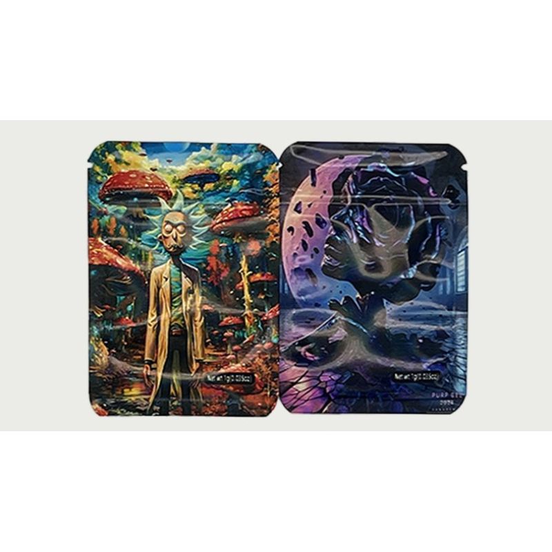 Rick and Morty Cyberpunk Themed Weed Mylar Bags